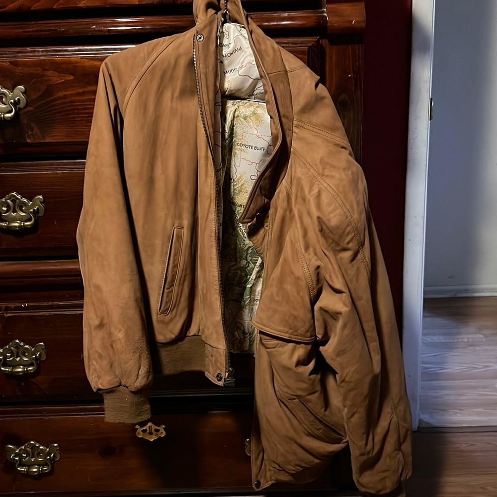 90’s Adventure Team Map Lined Suede Leather Jacket
